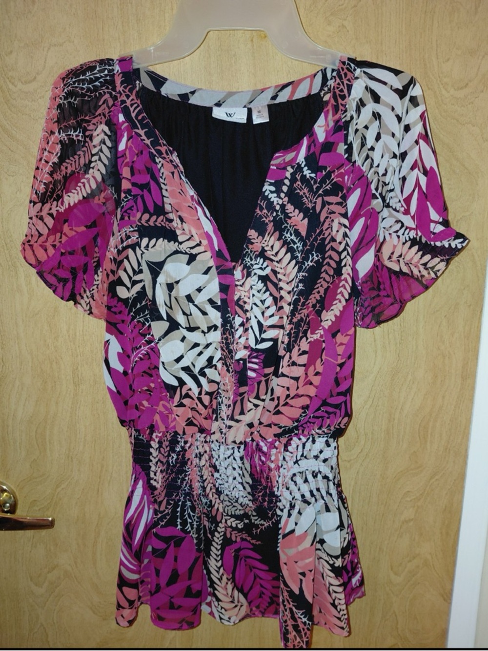 Worthington Purple and Pink Floral V-Neck Blouse
